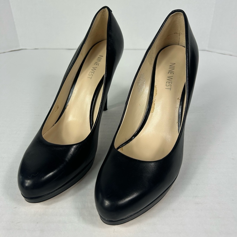 NINE WEST Women's Wise Up Black Leather Classic Heel Stiletto Dress Shoe Sz 8